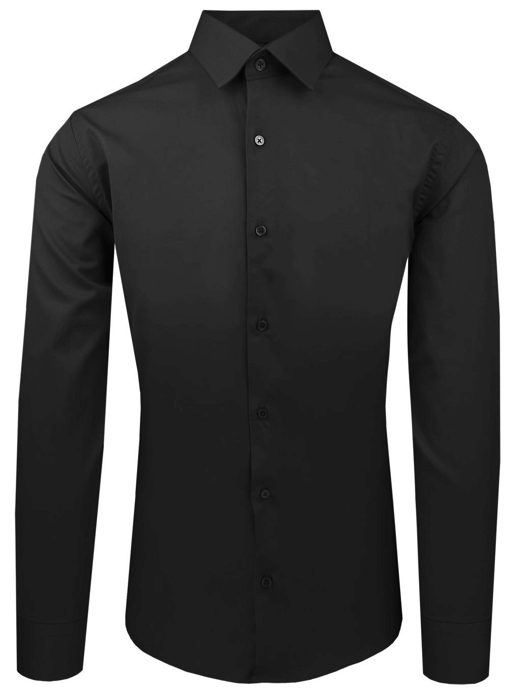 Czarna Koszula Bawełniana o Taliowanym Kroju, Jednokolorowa