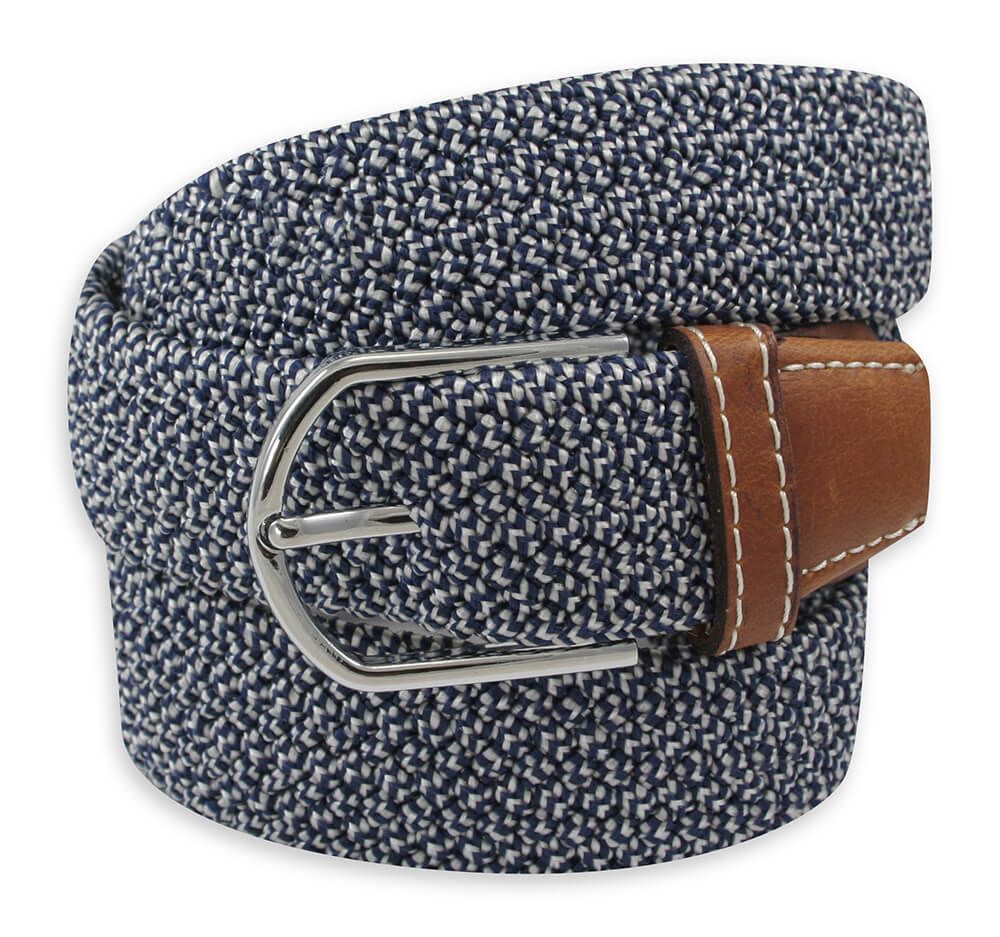 Pasek Elastyczny, Biało-Granatowy, Pleciony, do Spodni, Casualowy, Parciany -ALTIES