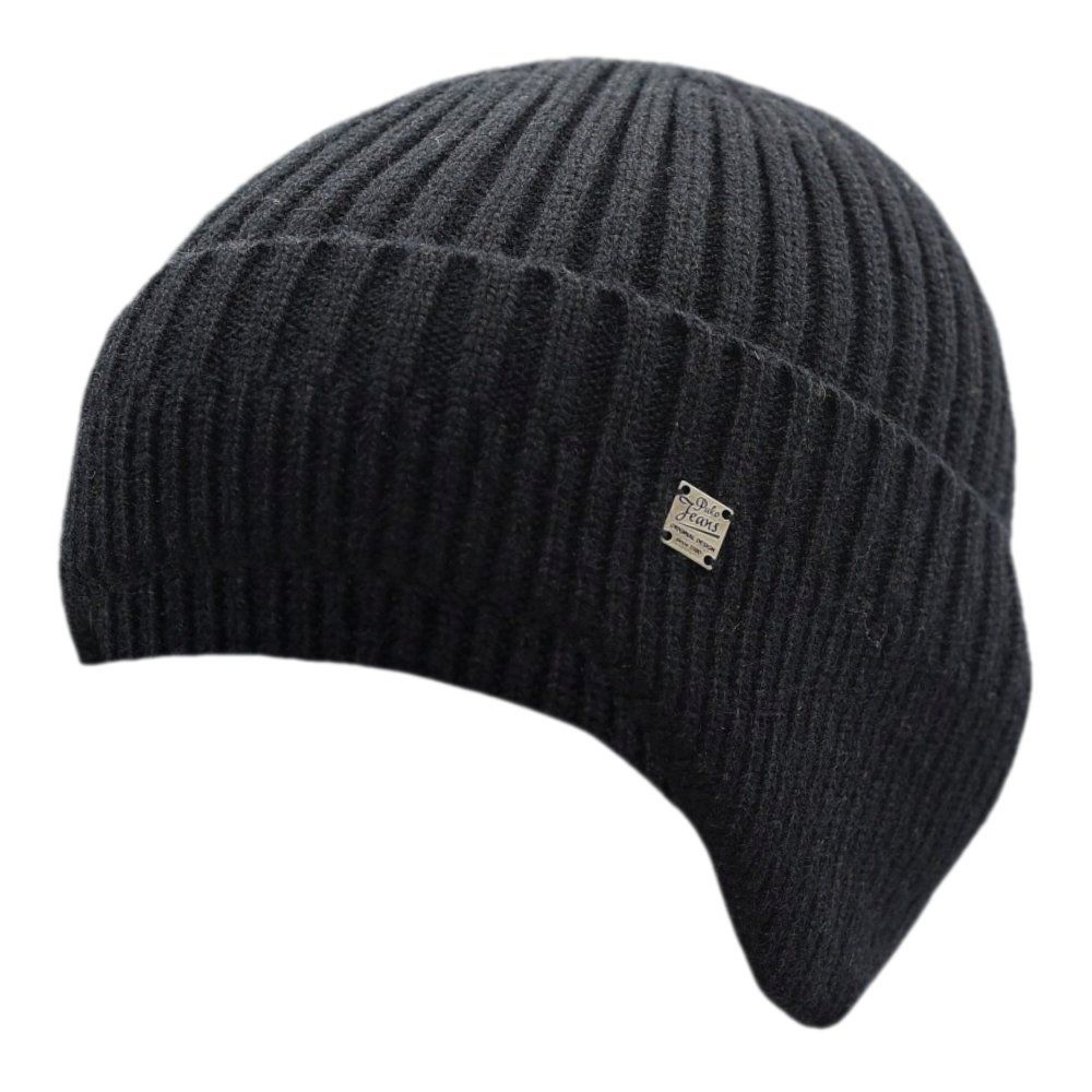 Czapka Jesienno-Zimowa Męska, Czarna z Nausznikami, Ciepła, Ocieplana -PAKO JEANS