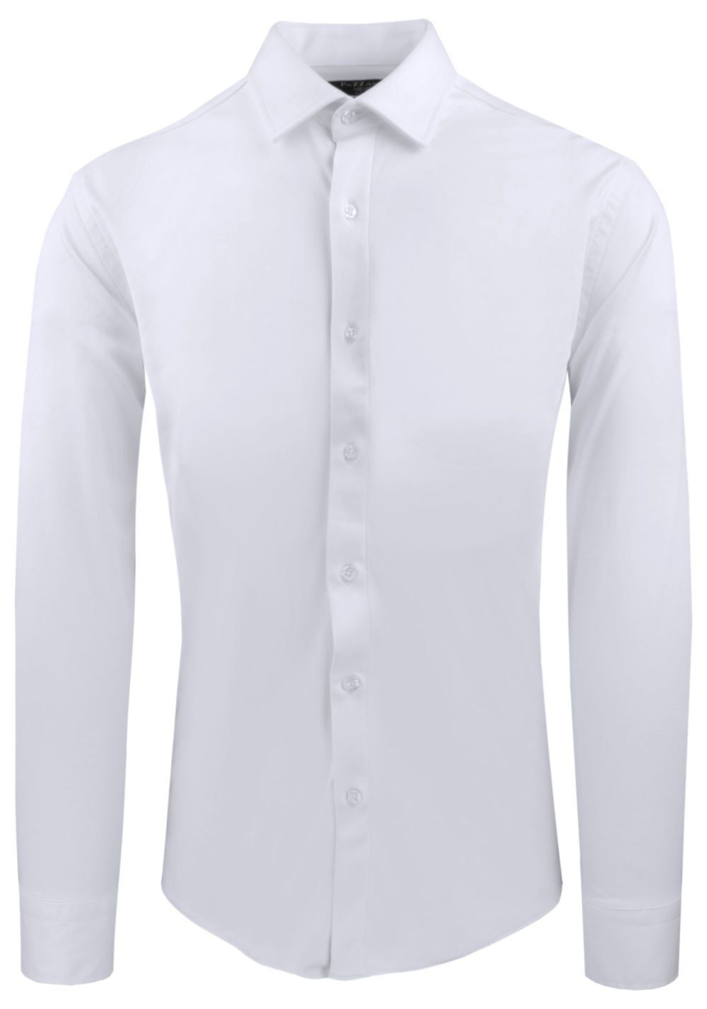 Męska Koszula z Dzianinowej Tkaniny - Krój Taliowany - Biała
