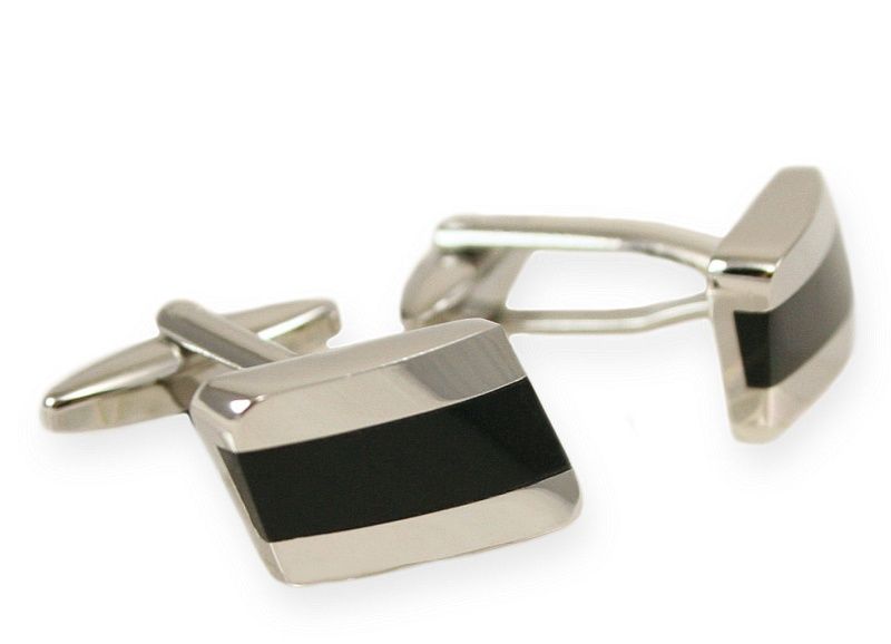 Eleganckie, Męskie Spinki do Mankietów Chattier - Czarne Wypełnienie