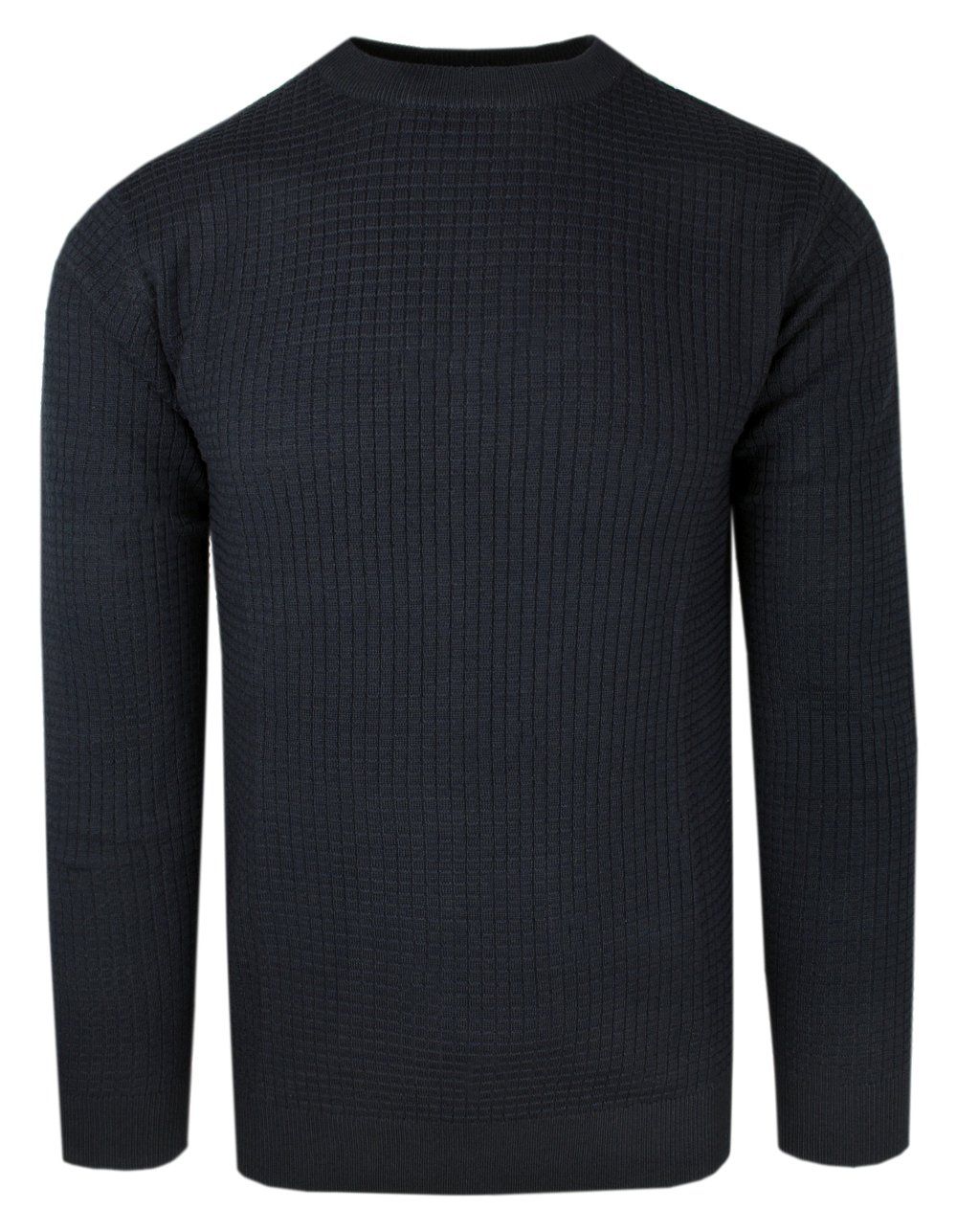 Jednokolorowy, Męski Sweter Bawełniany - Adriano Guinari - Antracytowy