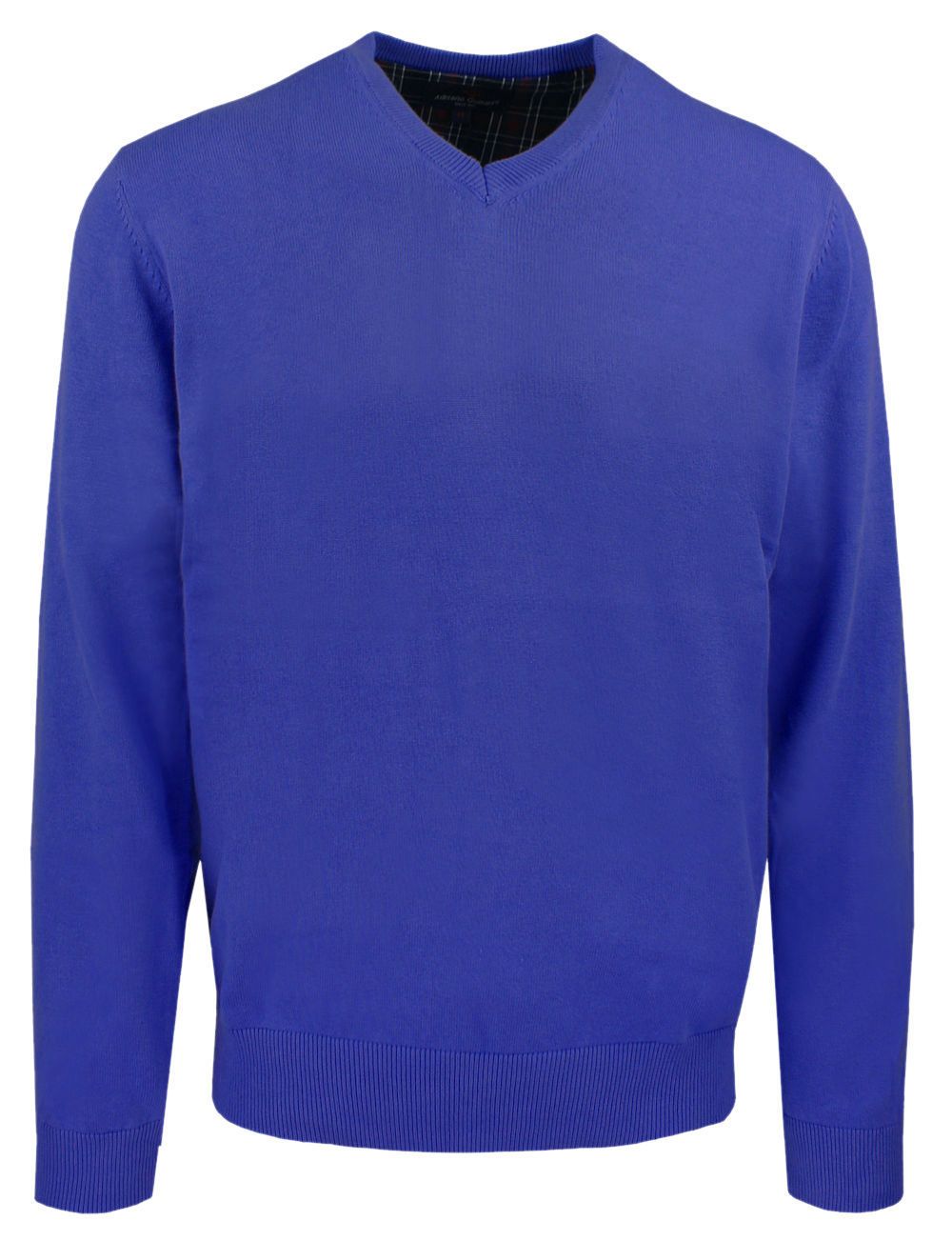 Męski, Bawełniany Sweter w Serek (V-neck) - Adriano Guinari - Charbowy