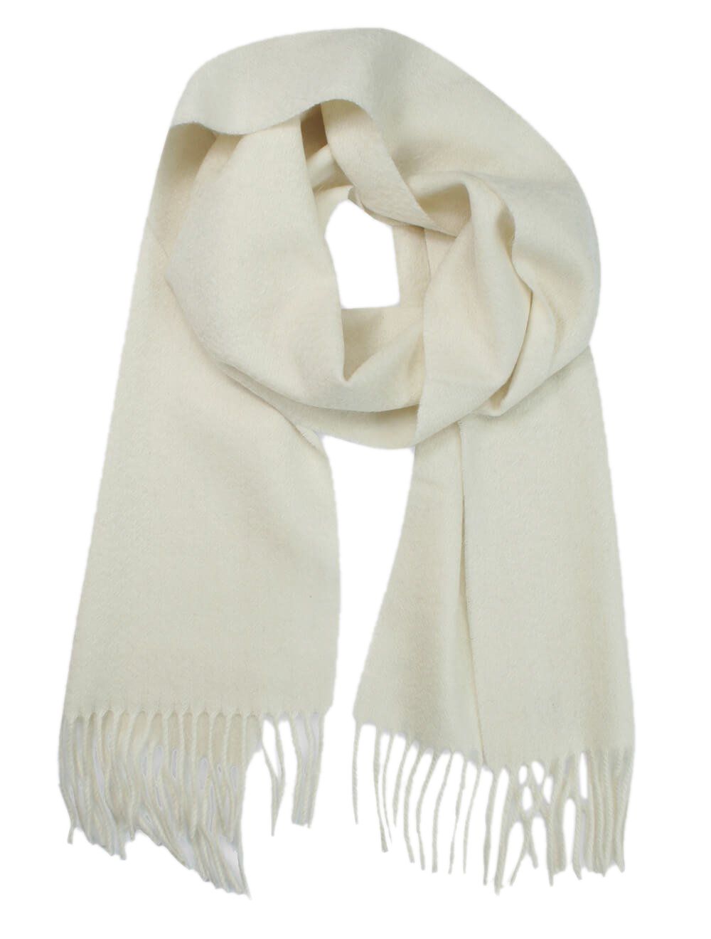 Szalik Kremowy Jednokolorowy, Miękki, Delikatny, z Frędzlami, Cashmink -V.Fraas