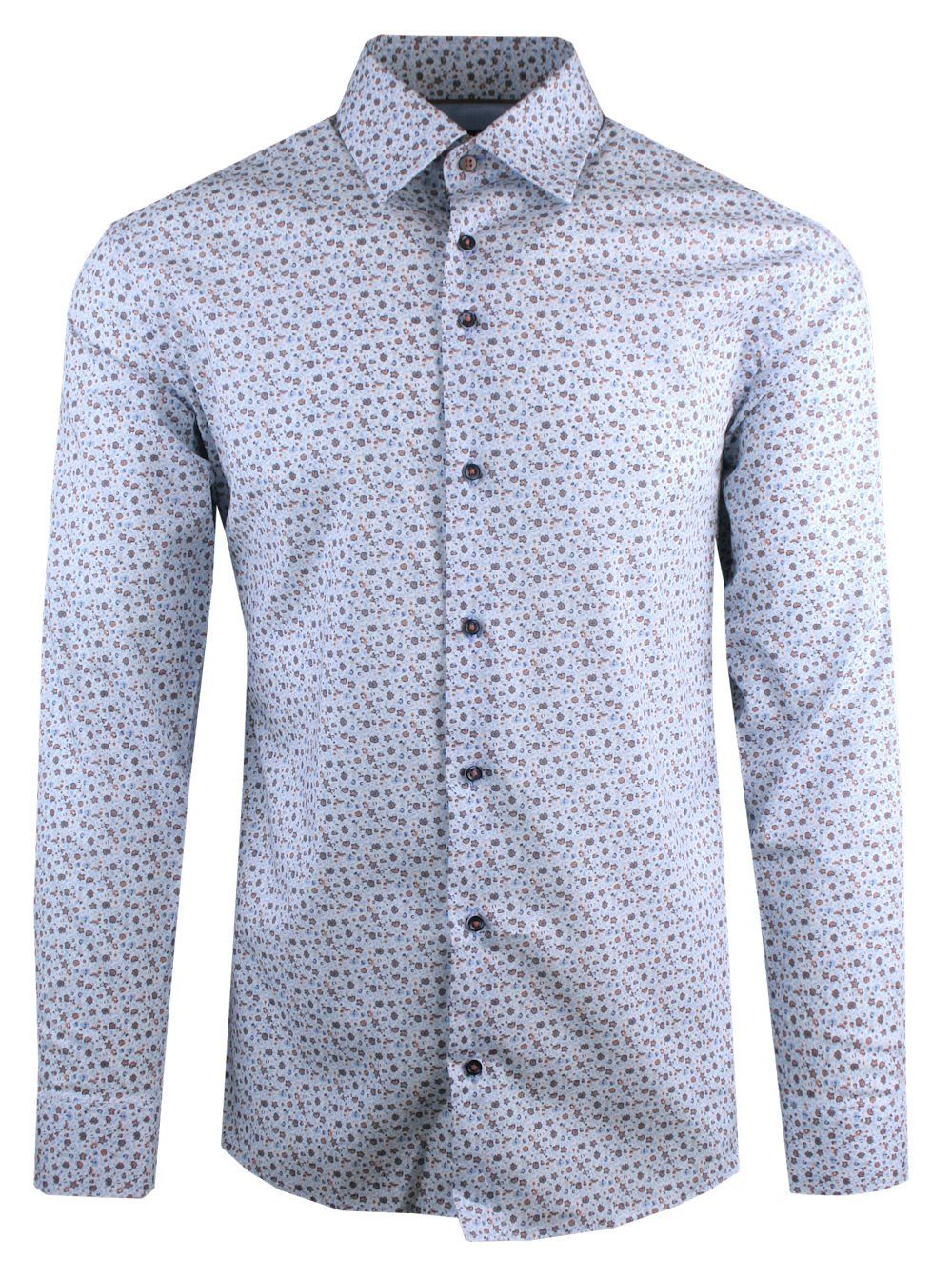 Elegancka, Męska Koszula, Taliowany Krój - Victorio - Drobny Wzór Kwiatowy