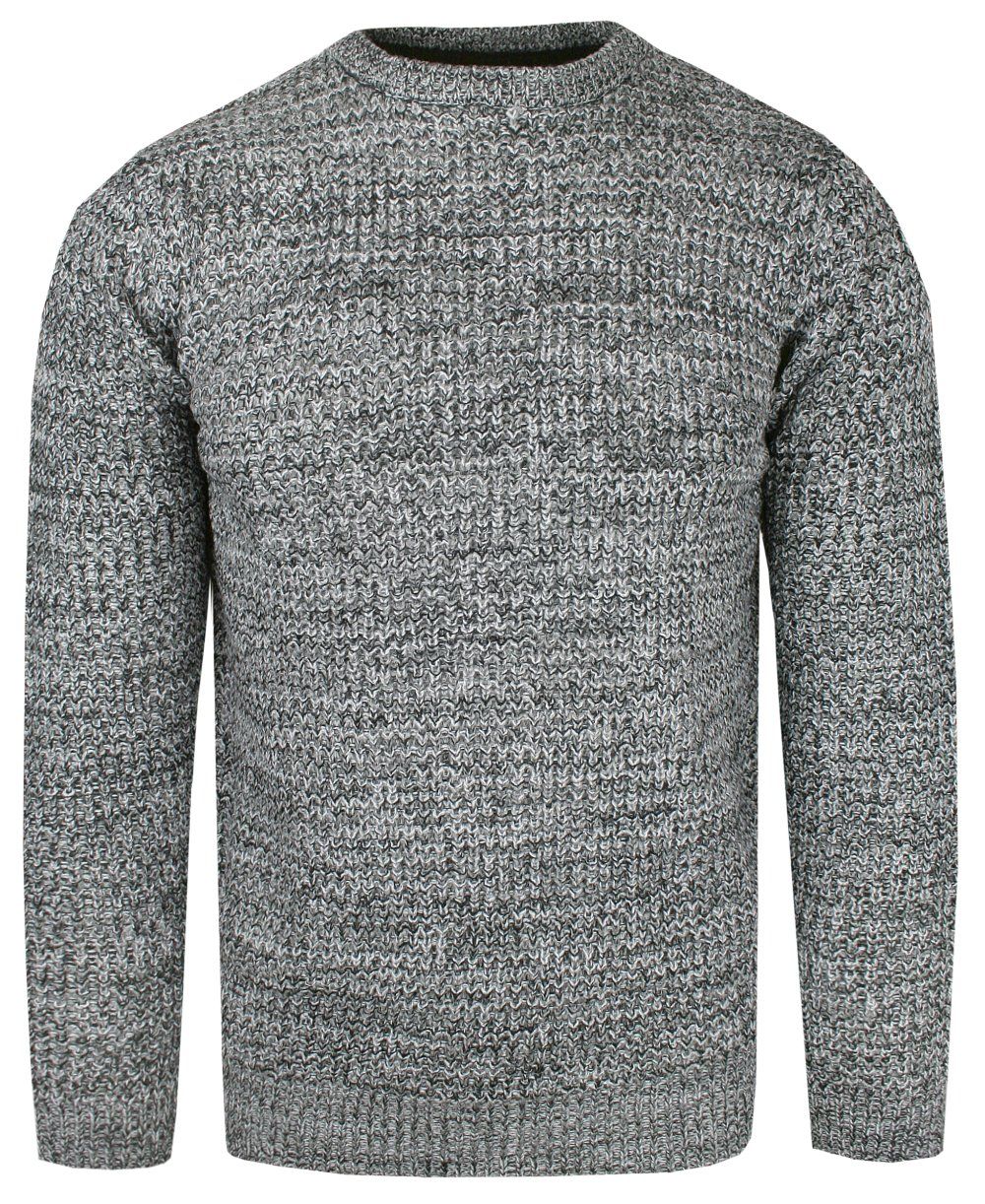 Męski Sweter Dziergany (Knit) - Brave Soul - Popielaty Melanż