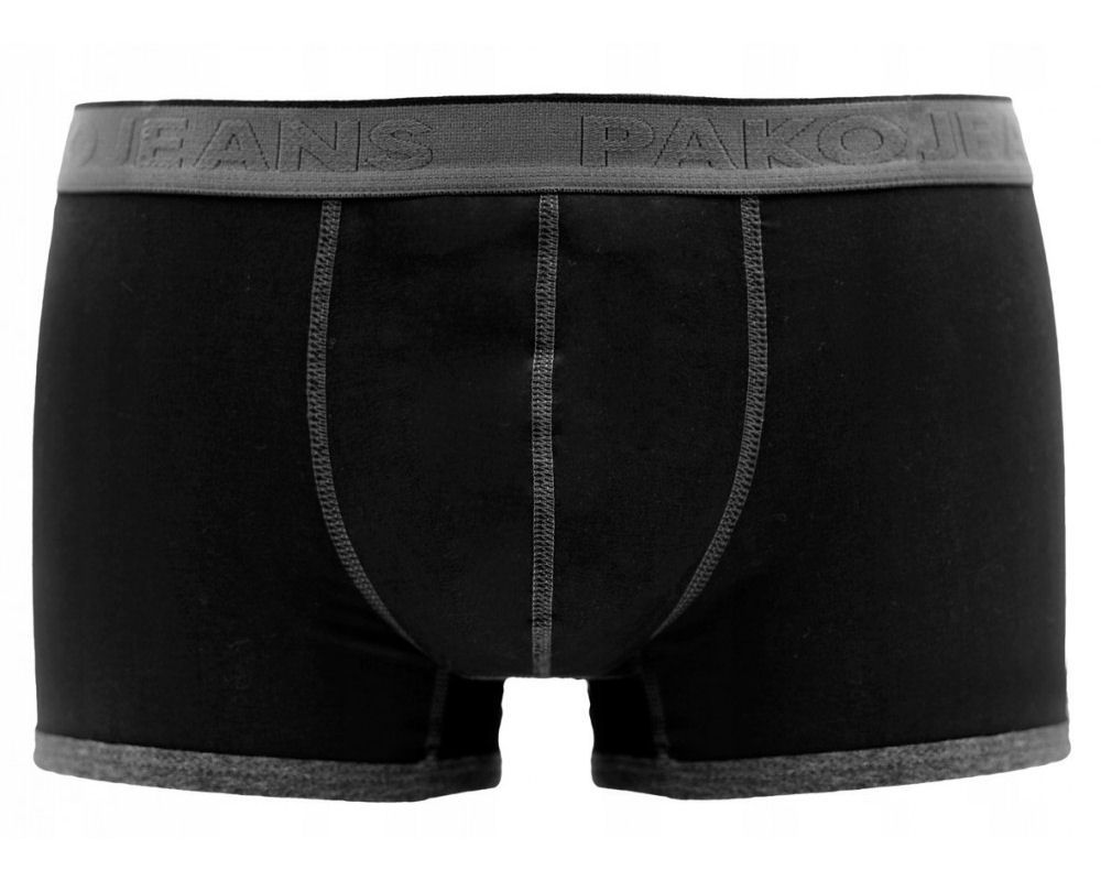 Majtki, Bokserki, Męskie, Elastyczne, Obcisłe, Czarno-Szare -Pako Jeans