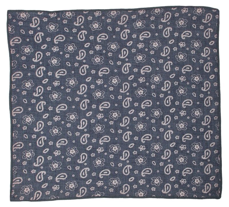 Popielata Elegancka Męska Poszetka -ALTIES- Szara, Wzór Paisley, Nerka