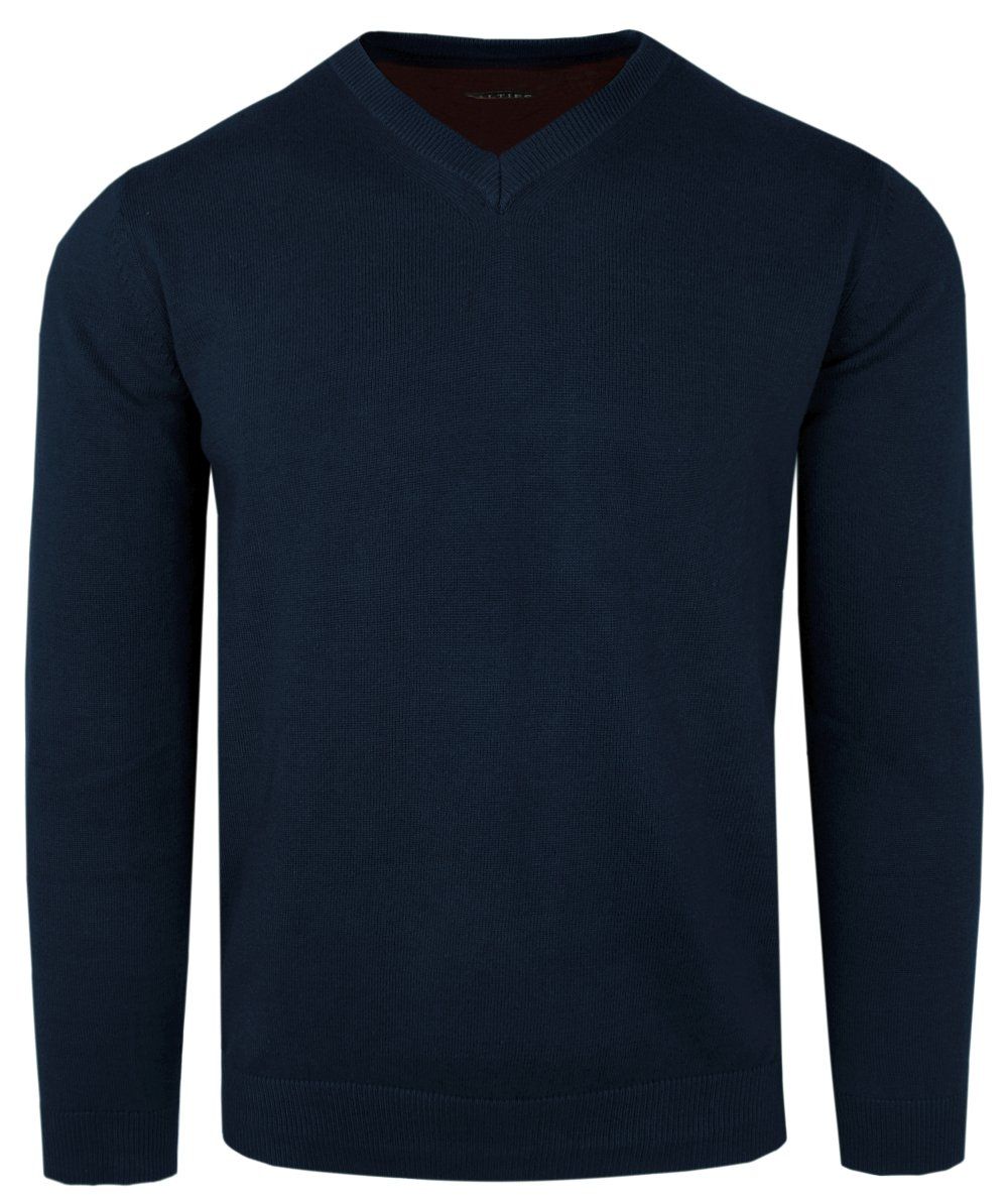 Męski Sweter z Dekoltem w Serek (V-Neck) - Alties - Ciemnoniebieski