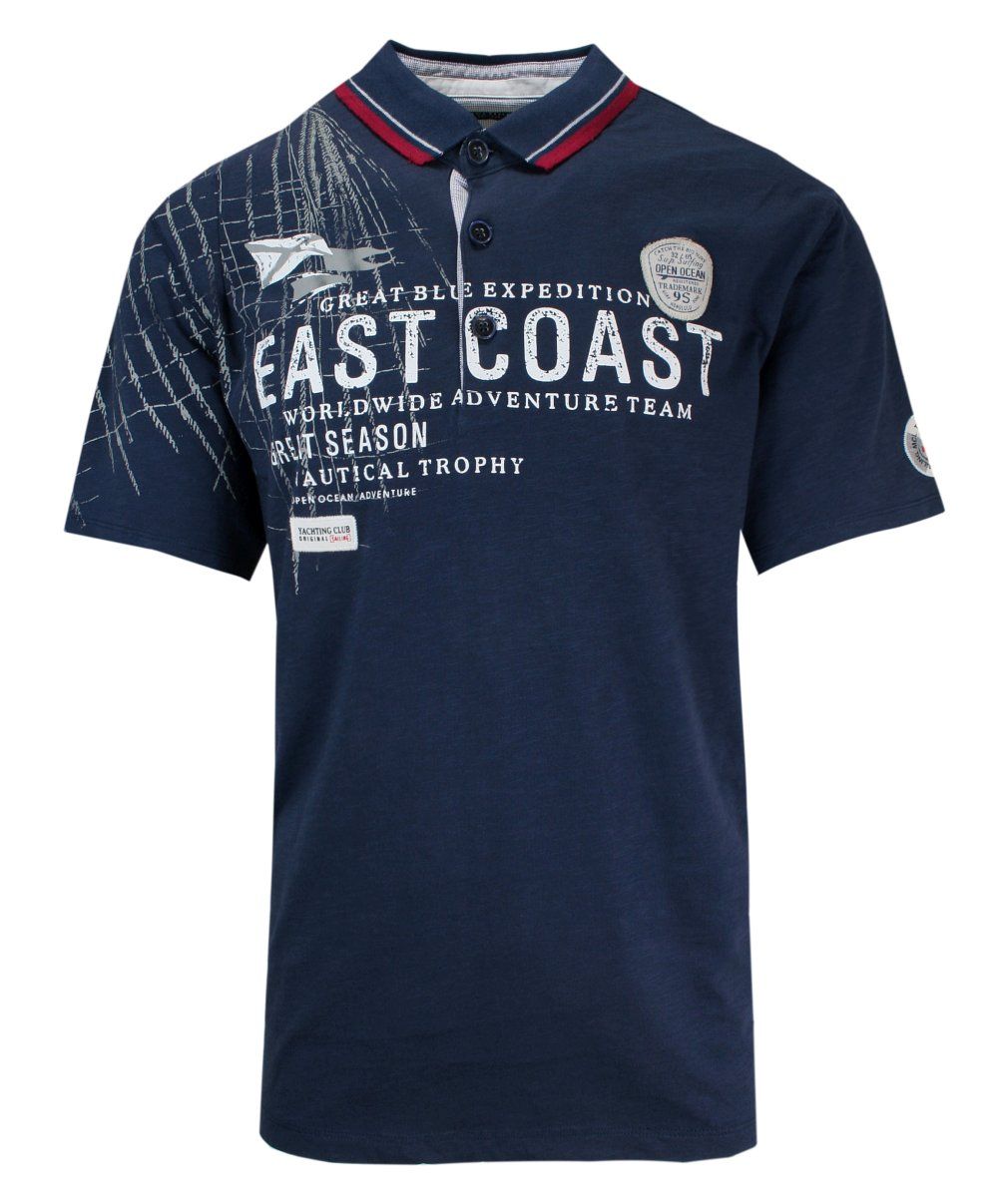 Koszulka POLO z Nadrukiem, Casualowa, Granatowa, Męska, Krótki Rękaw