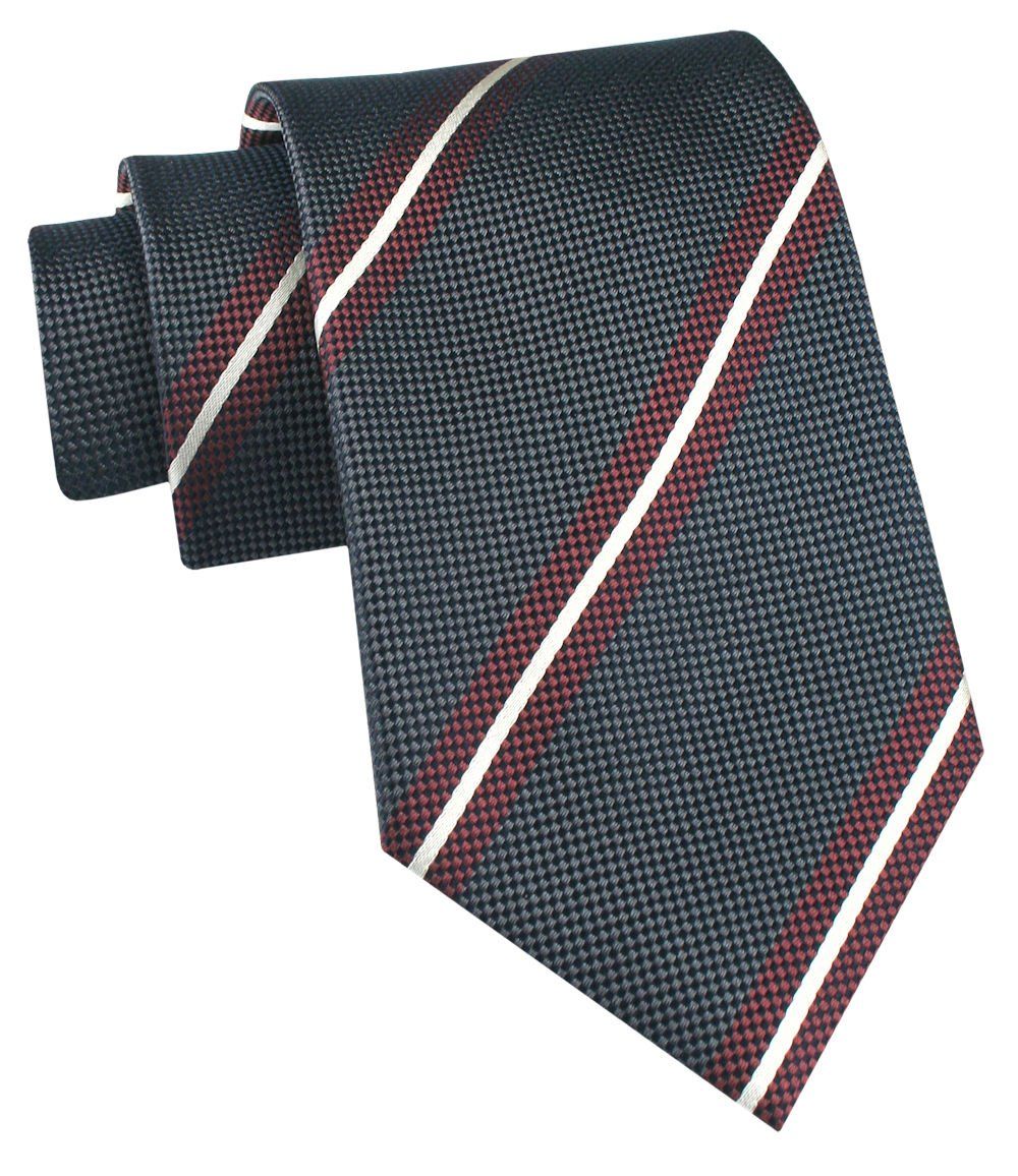 Jedwabny Krawat Męski - His Story - Popielaty w Paski