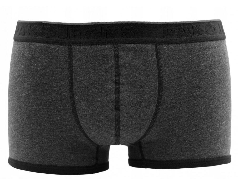 Majtki, Bokserki, Męskie, Elastyczne, Obcisłe, Grafitowo-Czarne -Pako Jeans