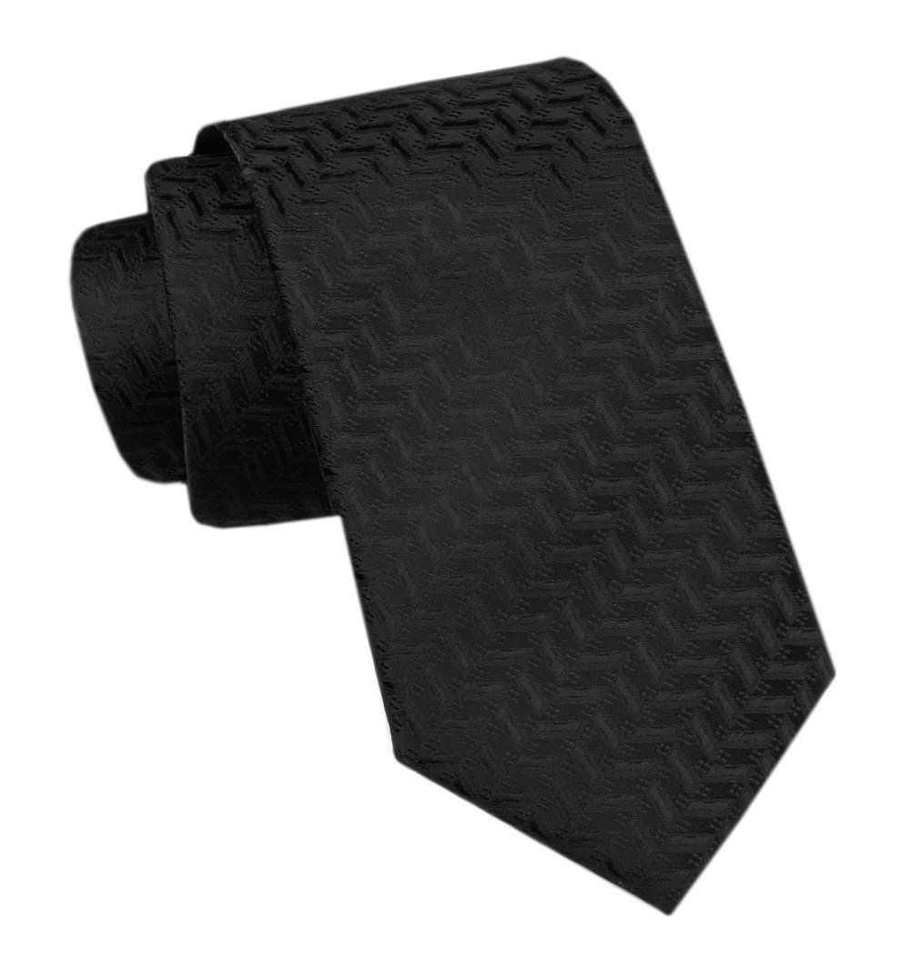 Elegancki Krawat Męski - Alties - Czarny, Faktura Materiału