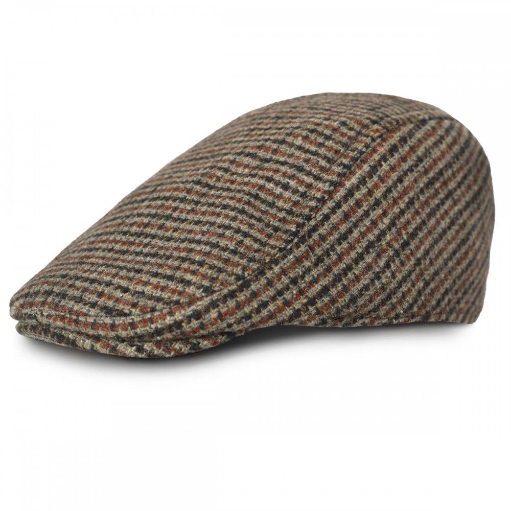 Kaszkiet Wełniany, Jesienno-Zimowy - Pako Jeans - Odcienie Brązu, Drobny Wzór