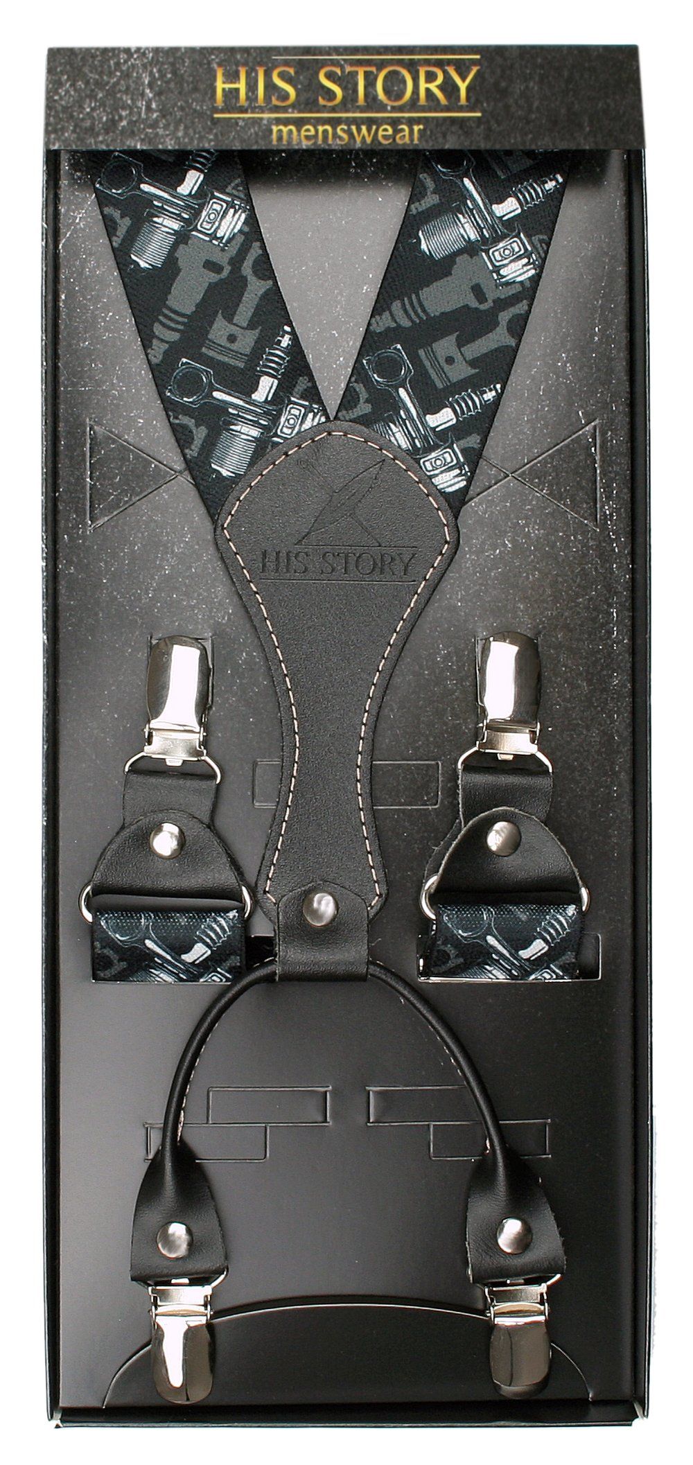 Męskie Szelki Szerokie, Skóra Naturalna - HIS STORY - Tłoki Silnika