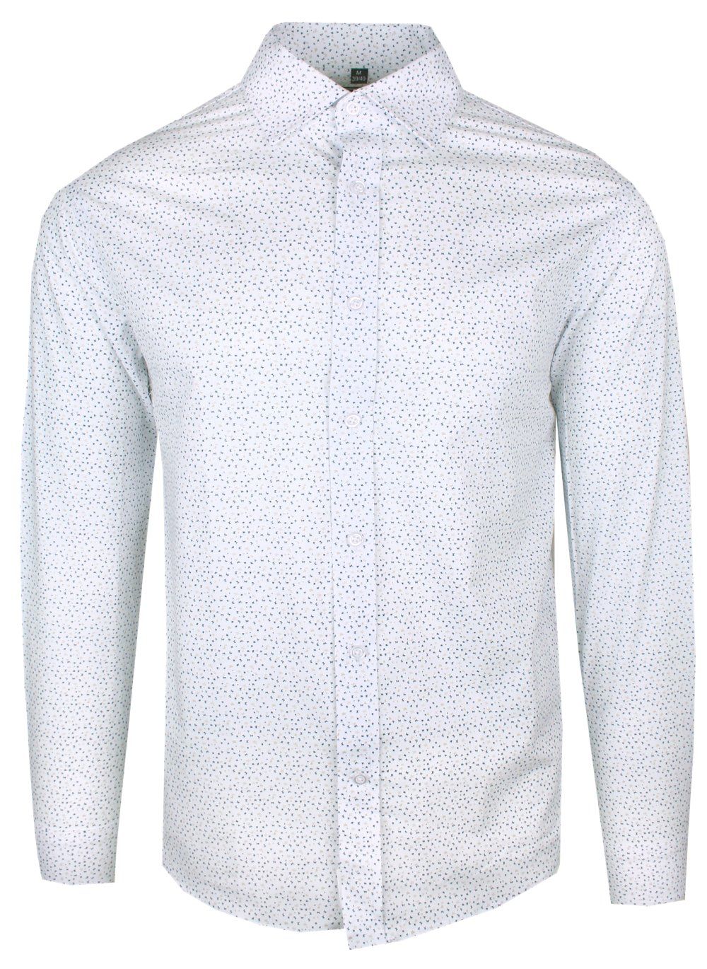 Koszula o Taliowanym Kroju - Victorio - Drobny Wzór, Biała