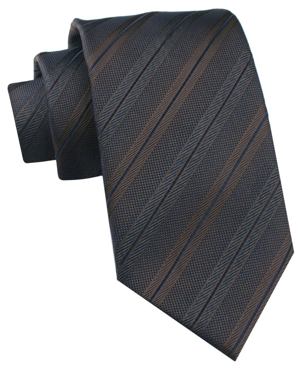 Krawat Męski - Chattier - Odcienie Brązu i Granatu, Paski