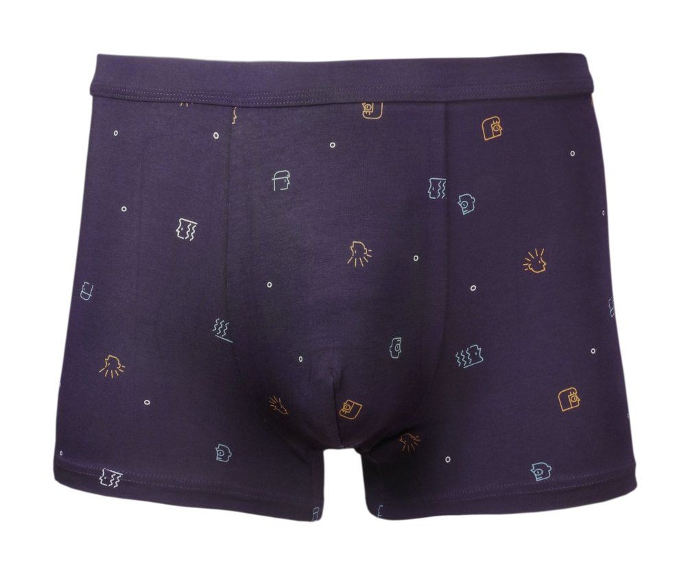 Bokserki Obcisłe, Fioletowe w Twarze, Głowy, Bawełniane, Majtki z Elastanem -ALTIES