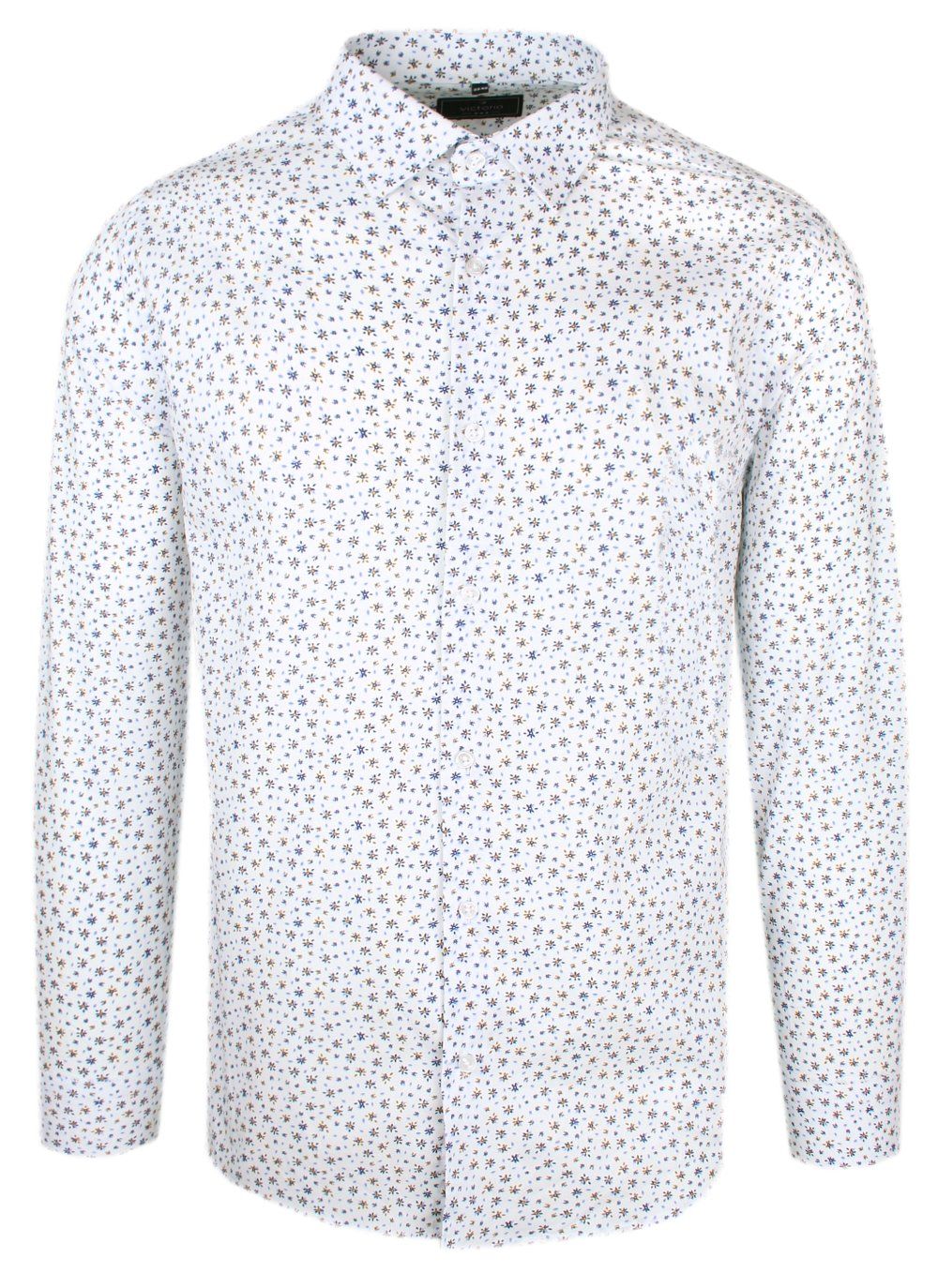 Elegancka Koszula o Taliowanym Kroju - Victorio - Małe Kwiatki, Biała