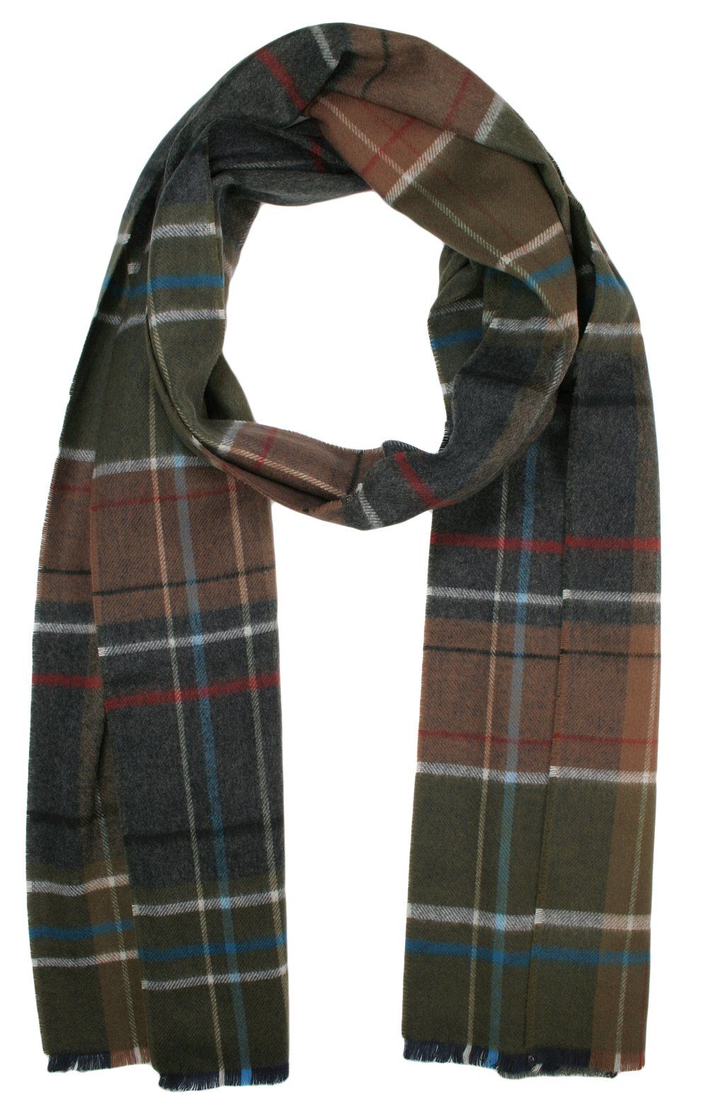 Szalik Miękki Zielono-Beżowy w Kratkę, Męski V.Fraas -Cashmink