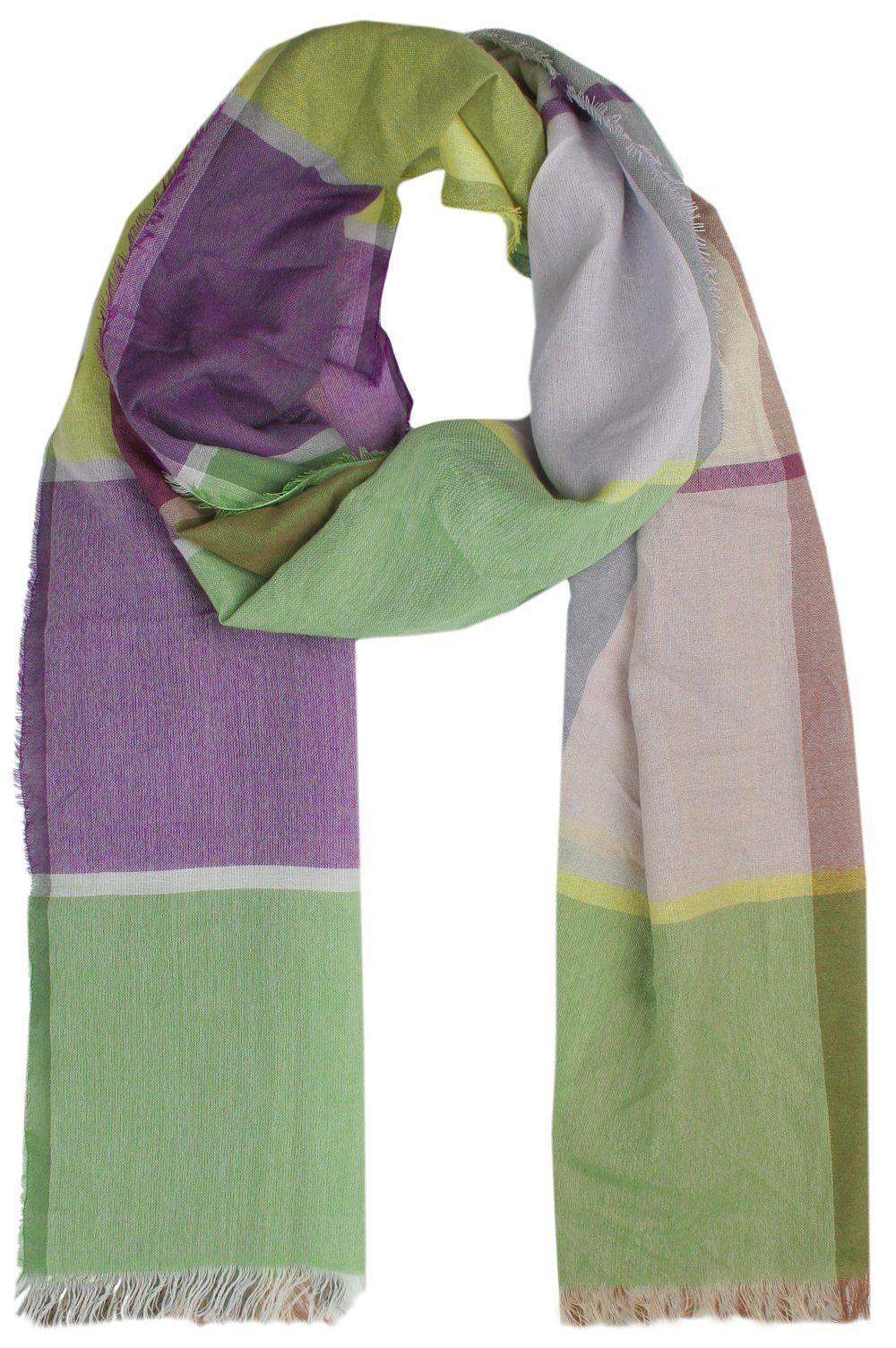 Lekki Przejściowy Szalik - V. Fraas - Kolorowy w Kratę