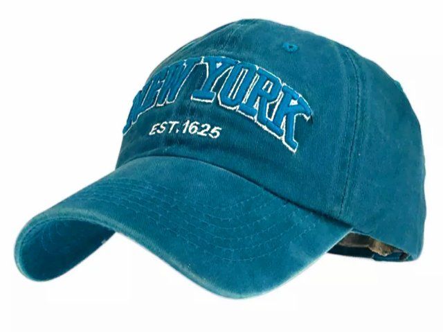 Czapka z Daszkiem, Niebieska, Wyszywany New York, Z Regulacją Rozmiaru, Wiosenno-Letnia