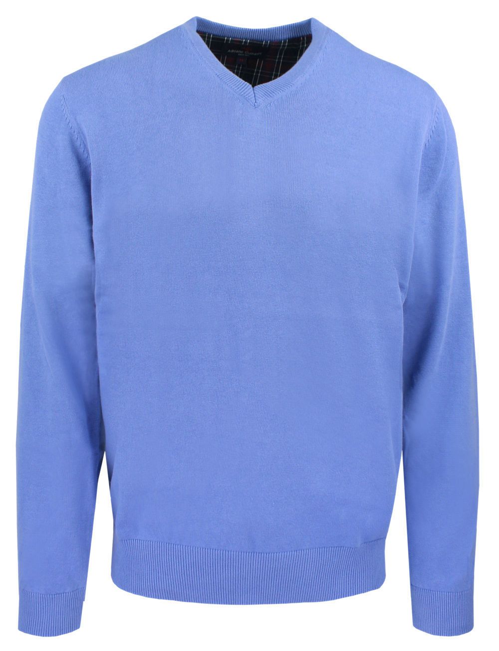 Męski, Bawełniany Sweter w Serek (V-neck) - Adriano Guinari - Niebieski