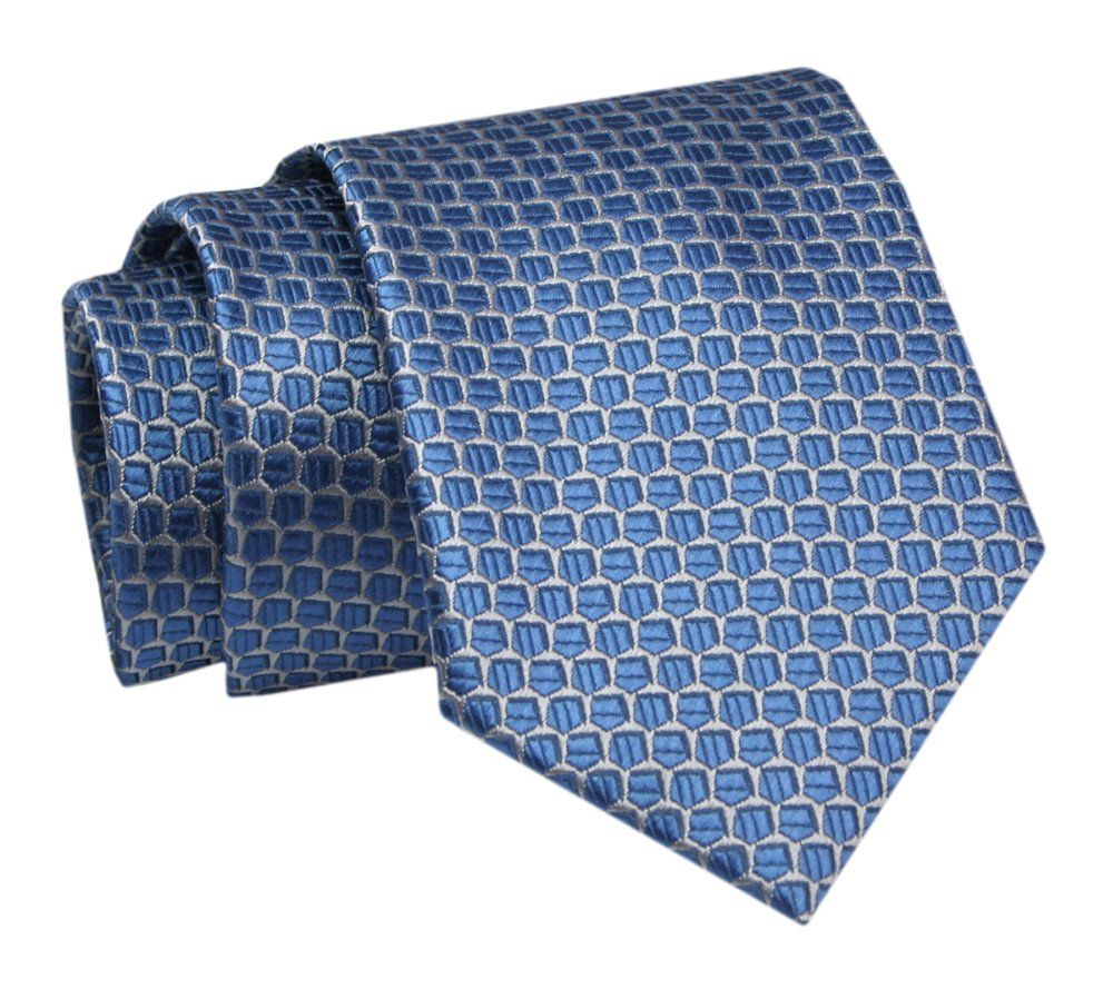 Krawat - ALTIES - Niebieski, Regularny Wzór