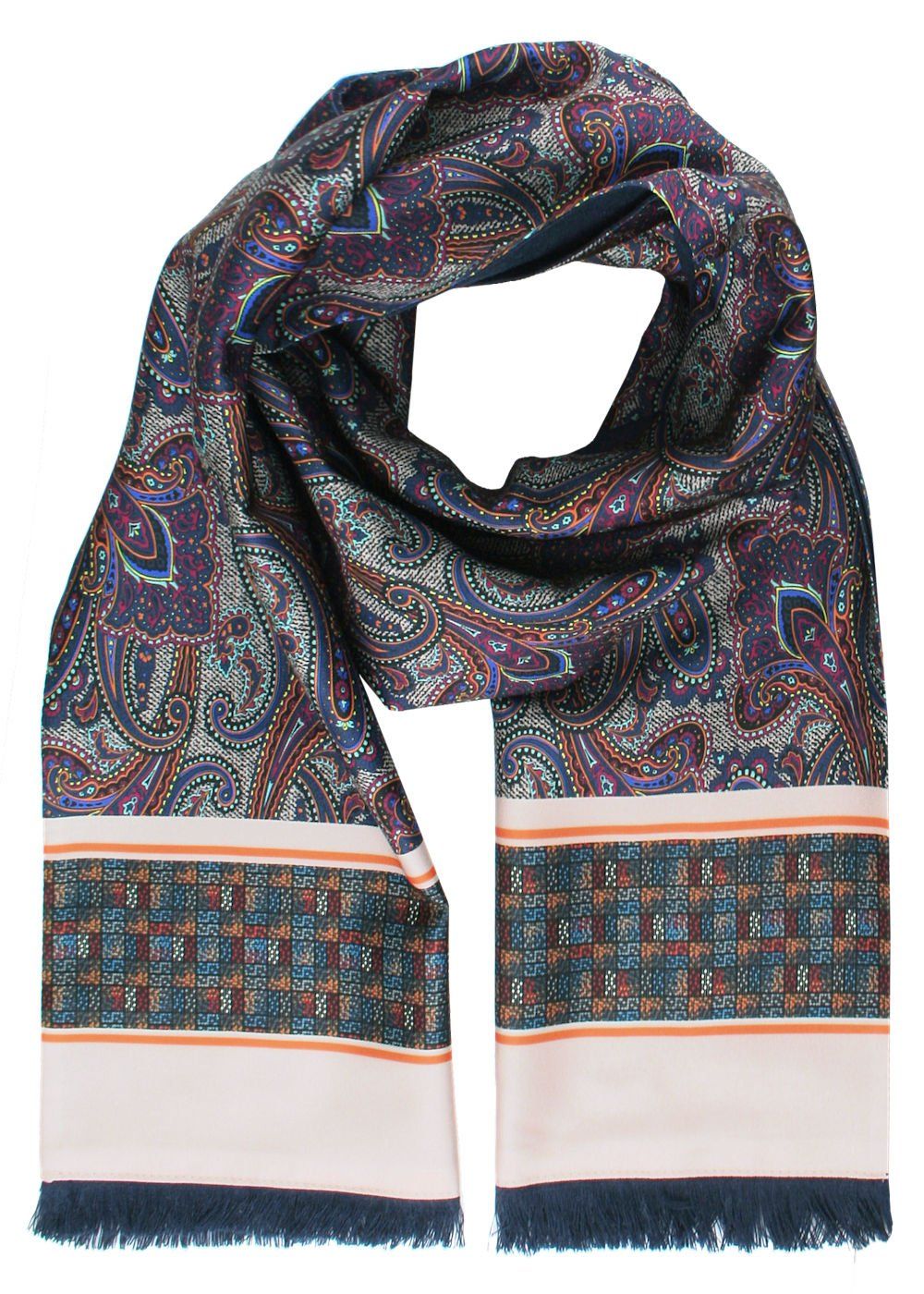 Elegancki Szalik Wełniano-Jedwabny - His Story - Kolorowy w Orientalny Wzór