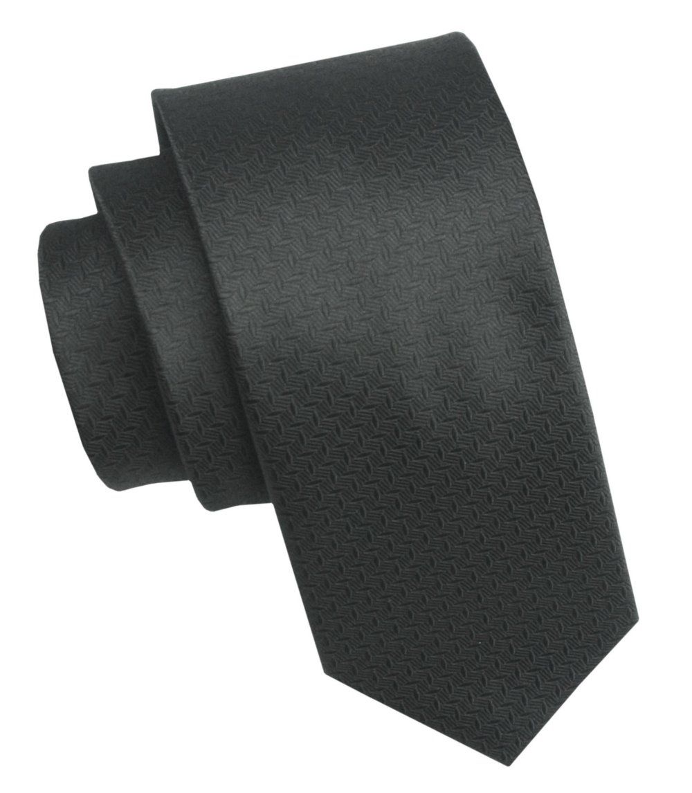 Elegancki i Modny Męski Krawat - Angelo di Monti - Czarny z Fakturą Materiału