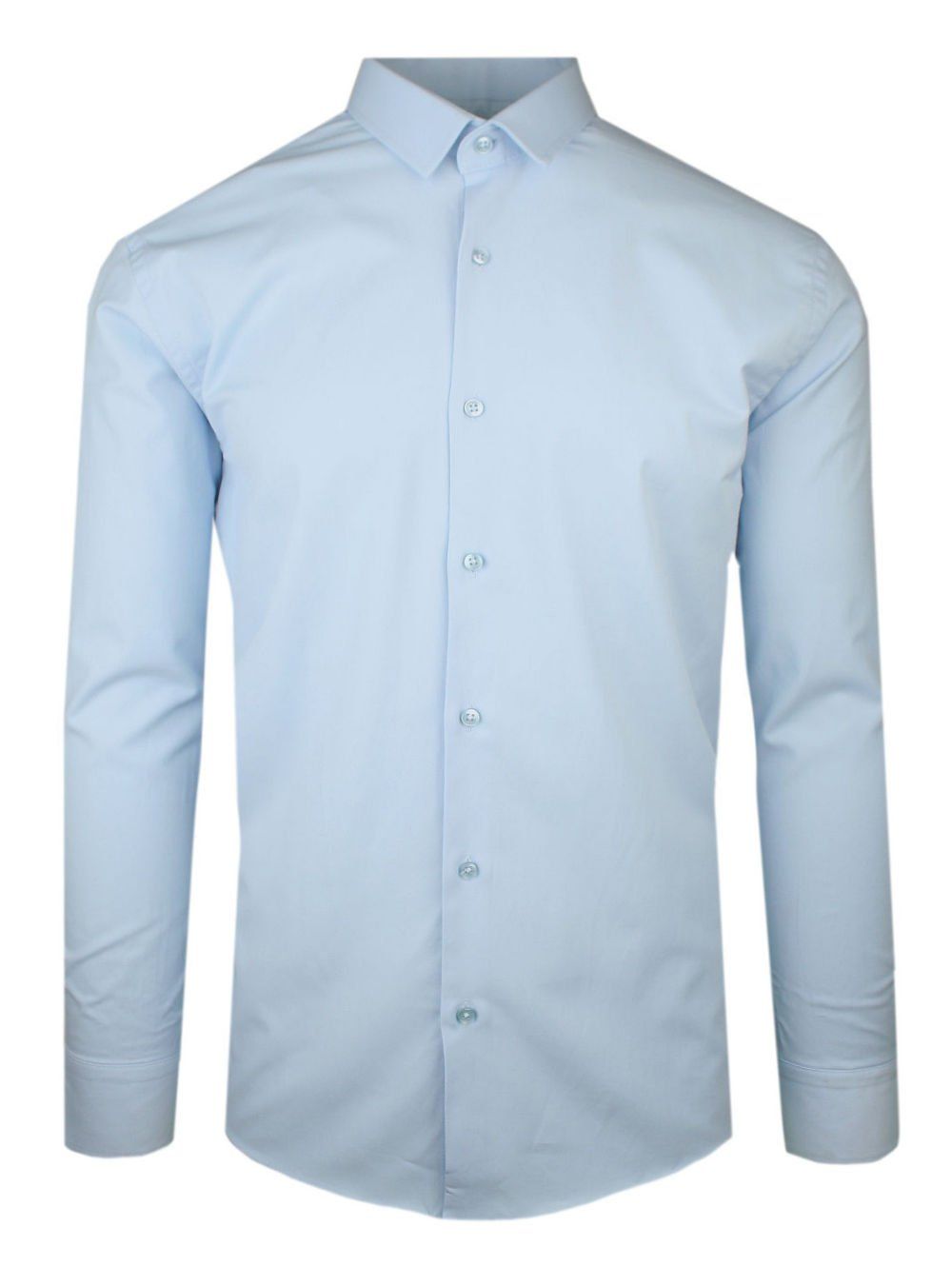 Męska, Taliowana (Slim Fit) Koszula Wizytowa - Rigon - Błękitna