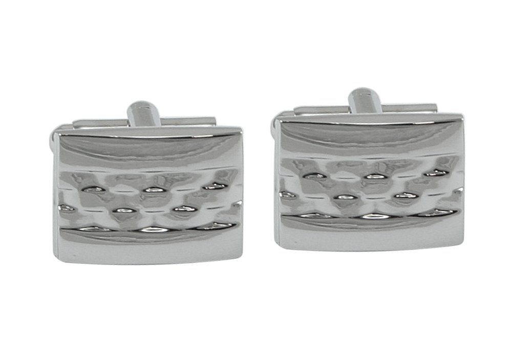 Spinki do Mankietów Męskie - Alties - Prostokątne, Srebrne, Tłoczone