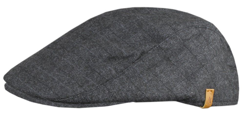 Lekko Ocieplony Kaszkiet - Alties - Drobna Kratka - Czarny (Ciemny Grafit)