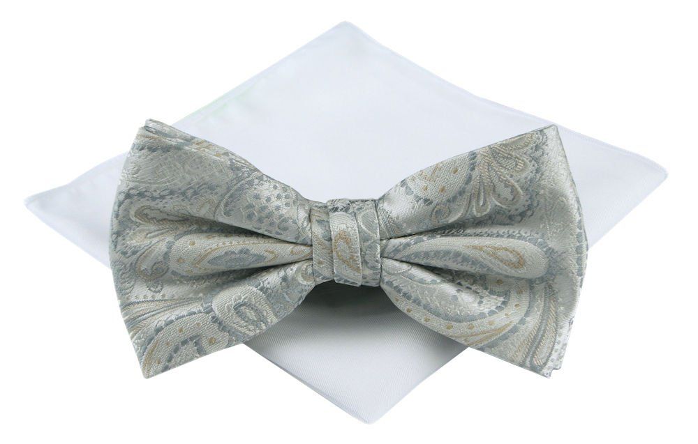 Mucha Męska z Poszetką - Chattier - Kolor Stalowy