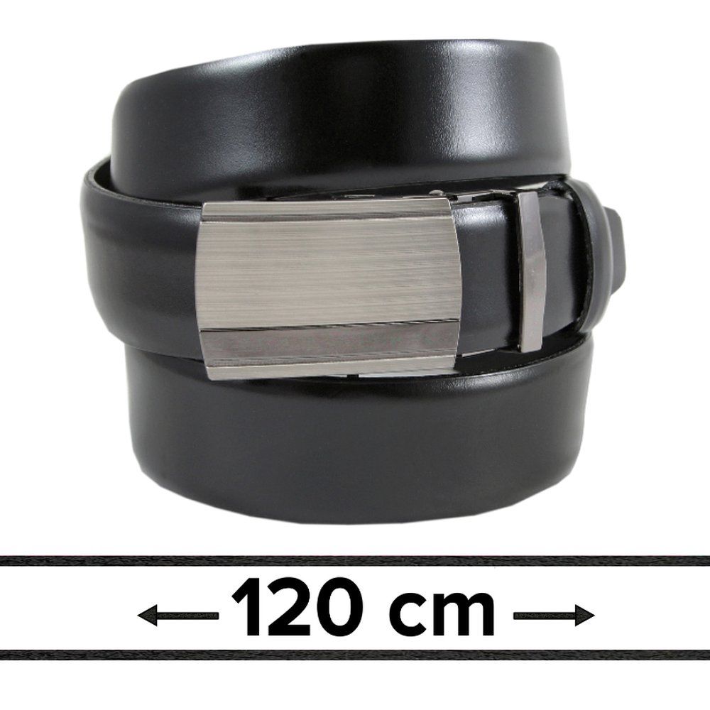 Pasek Czarny do Spodni 120 cm, Automatyczna Klamra, Skórzany, Elegancki -VICTORIO