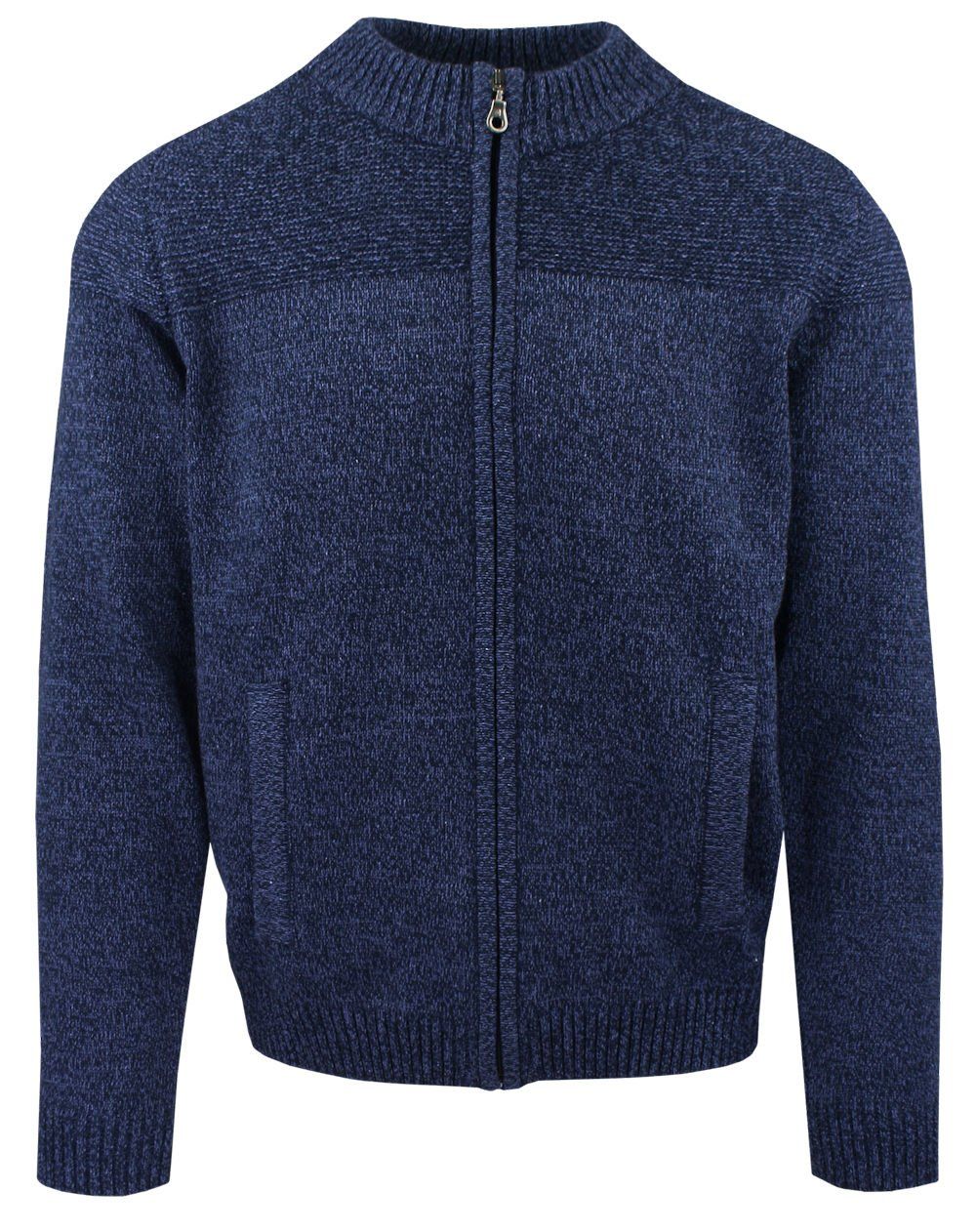 Sweter Męski - Lasota - Rozpinany (Kardigan) - Granatowy Melanż, Kieszenie