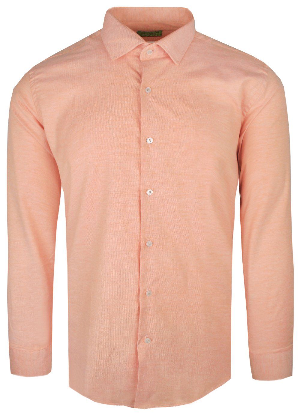 Elegancka Koszula Męska, Prosty (Regularny) Krój - Rigon - Łososiowa