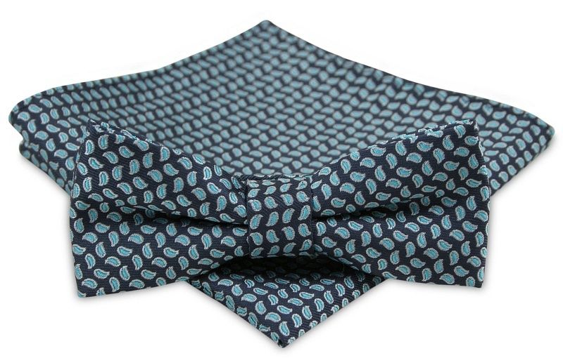 Modna Mucha Męska - Alties - Granat z Seledynowym Akcentem