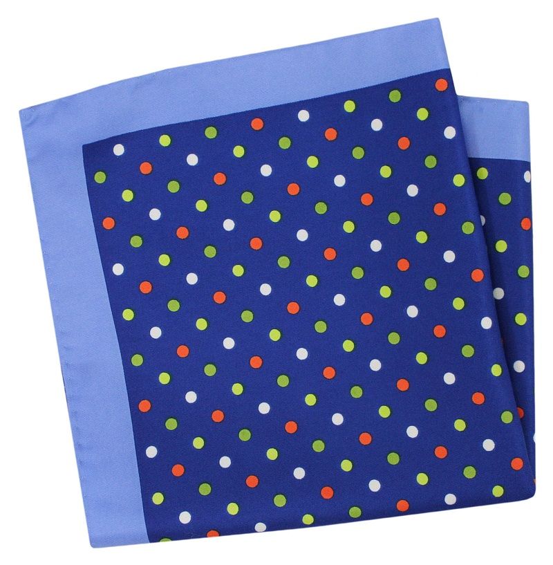 Granatowa Poszetka CHATTIER w Kolorowe Groszki, Kropki
