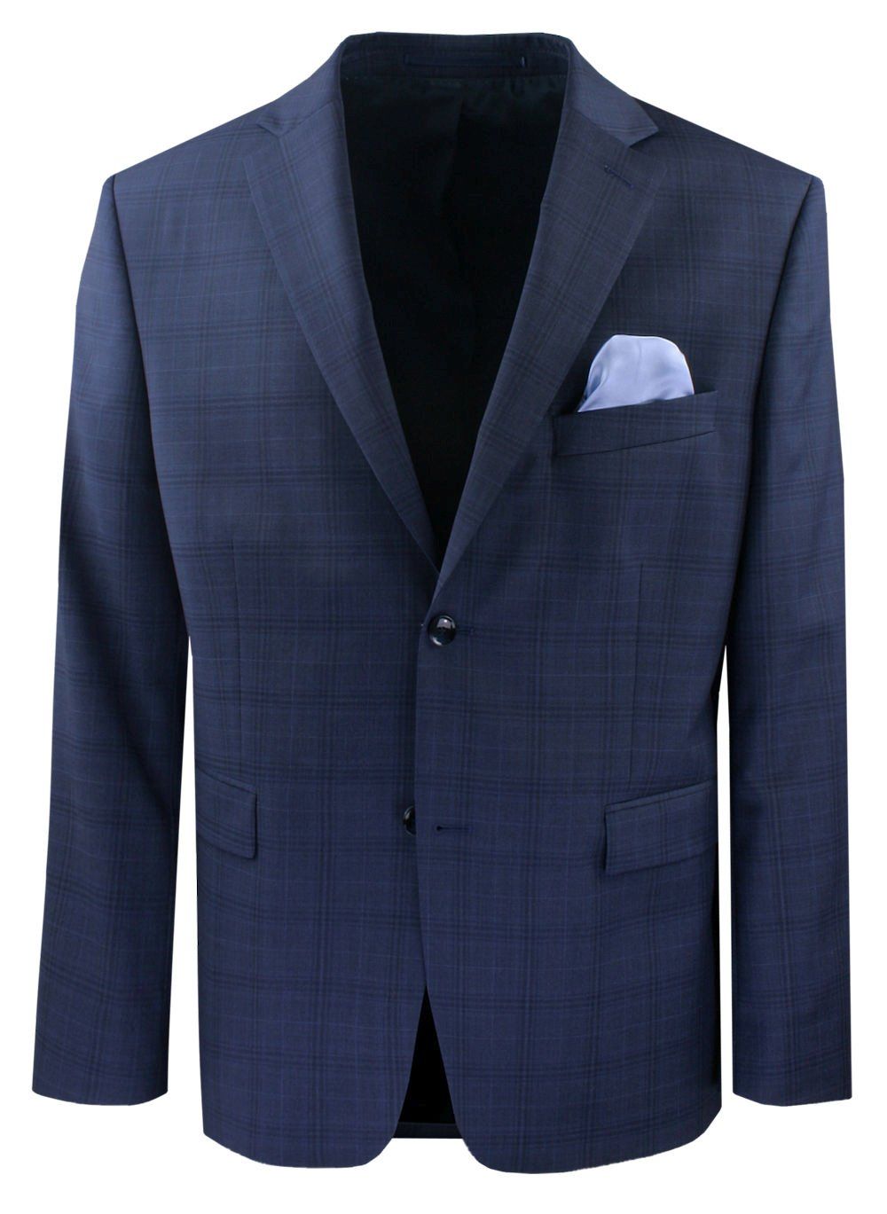 Wełniana Marynarka Męska - MEN'SFIELD - Granatowa w Kratkę