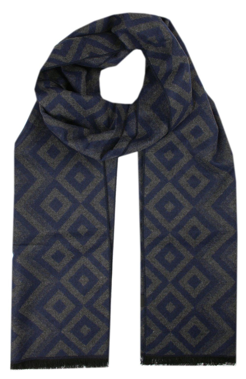 Męski Szalik z Wiskozy - Alties - Popiel i Granat, Figury Geometryczne