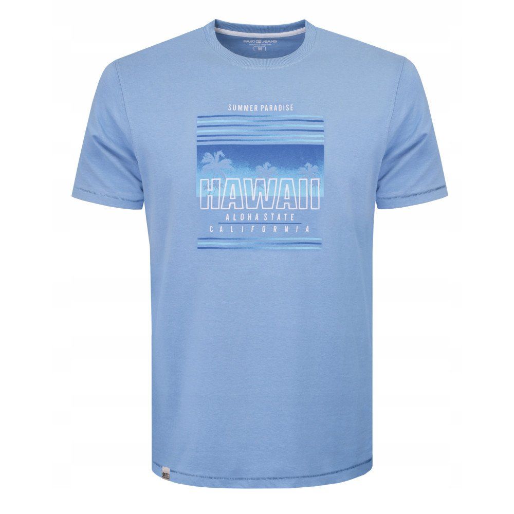 Koszulka Męska (T-Shirt) - Pako Jeans - Nadruk, Niebieska