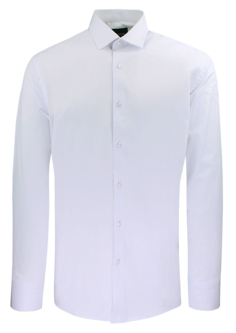Męska Koszula Wizytowa, Elegancka - Rigon - Krój Prosty - Biała