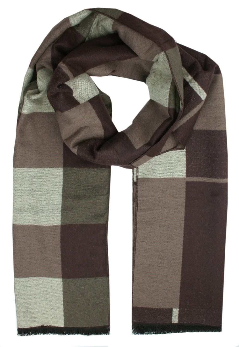 Szalik Męski Alties z Wiskozy - Krata w Odcienie Brązów i Beżów