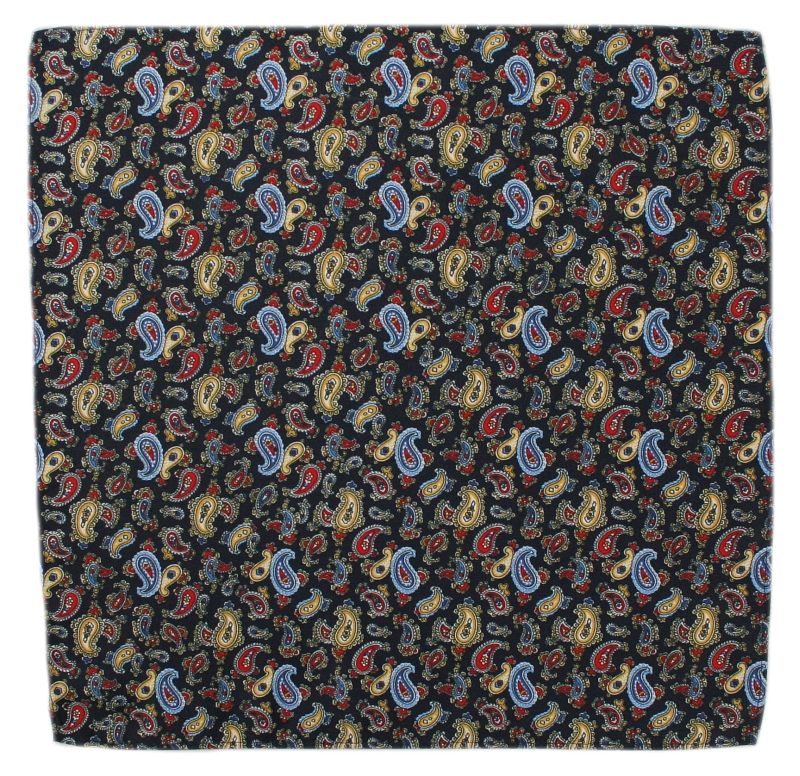 Granatowa, Kolorowa Poszetka w Paisley - 30x30 cm - Alties