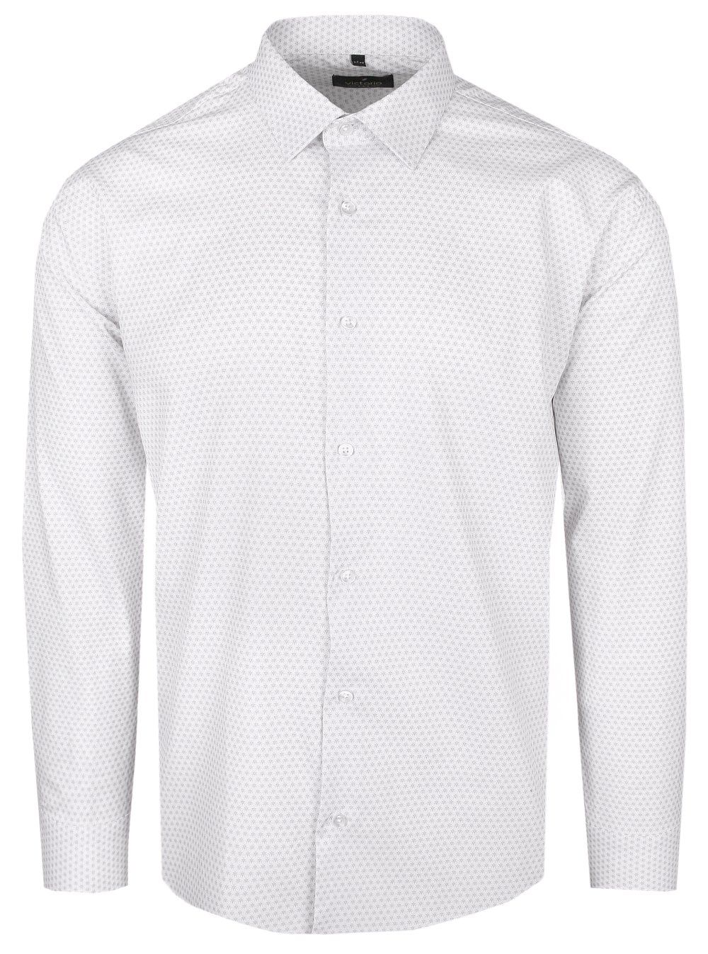 Męska Koszula Wizytowa - VICTORIO - Regular - Popielaty Mikrowzór