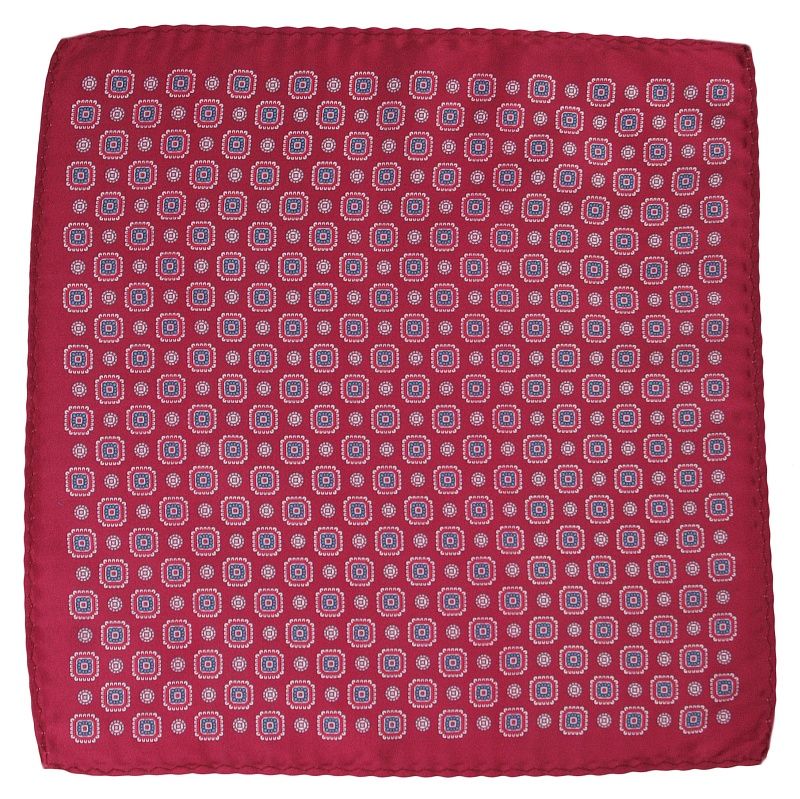 Bordowa Elegancka Męska Poszetka -ALTIES- Wzór Geometryczny