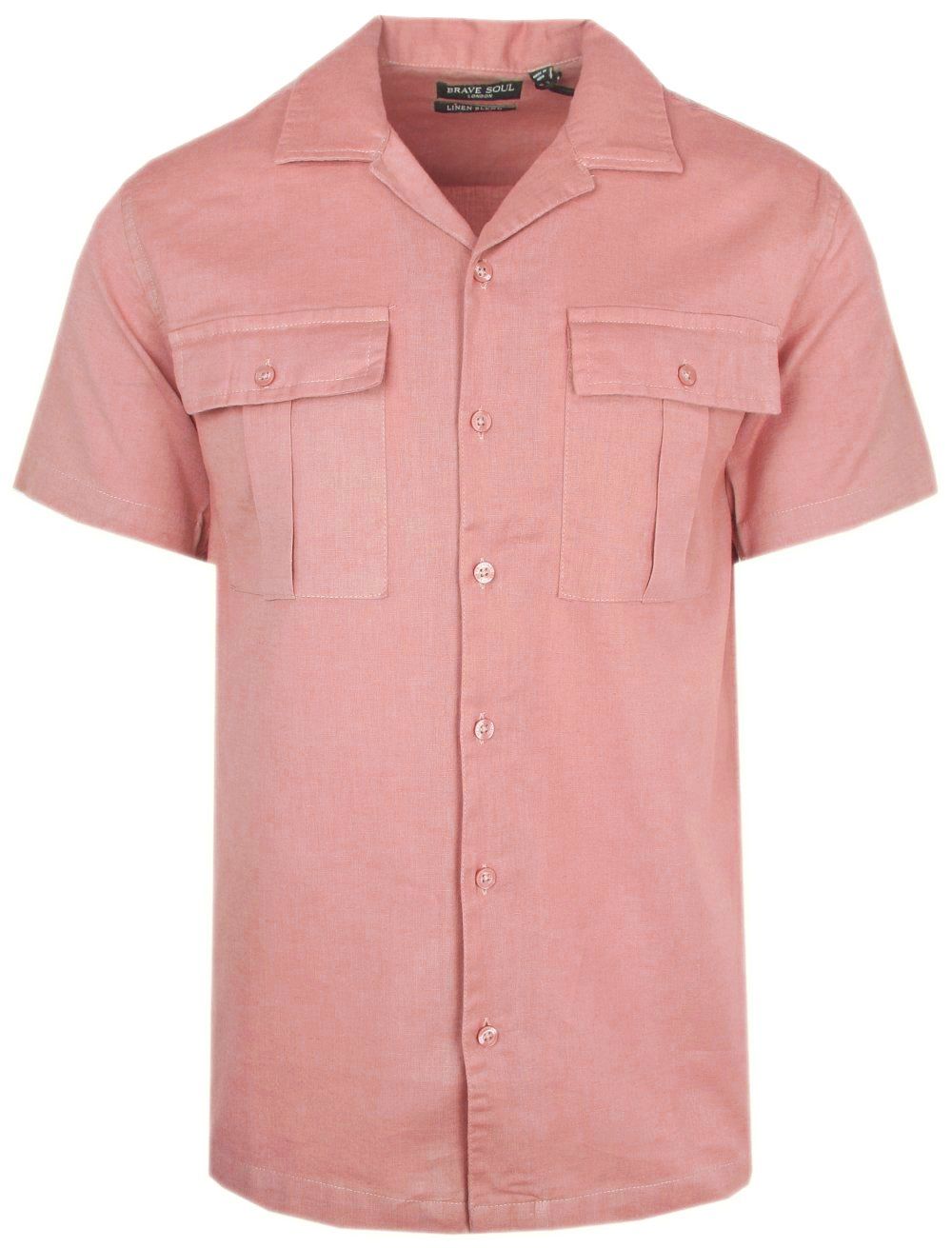 Bawełniano-Lniana Koszula Brave Soul - Różowa