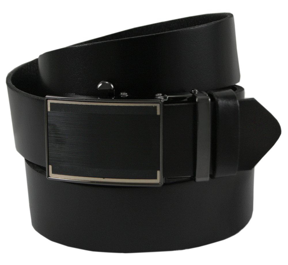 Pasek Męski z Automatyczną Klamrą - VICTORIO - Skórzany - Czarny