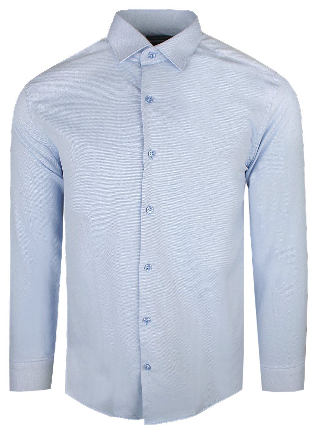 Elegancka Męska Taliowana Koszula - Rigon - Błękitna (Slim Fit)